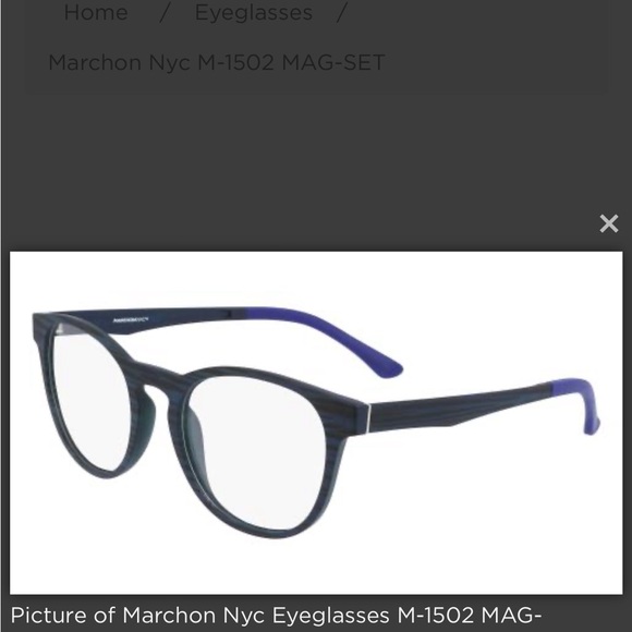 Women’s Marchon NYC Eyeglasses frame M 1502 Matte Navy Horn - Picture 2 of 7